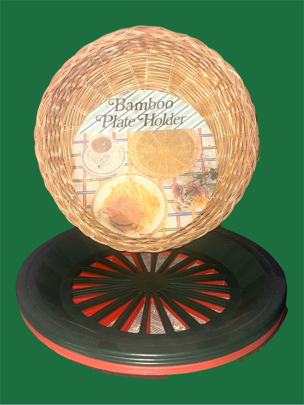 Vintage Set of 11 Paper Plate Holders Bamboo & Plastic